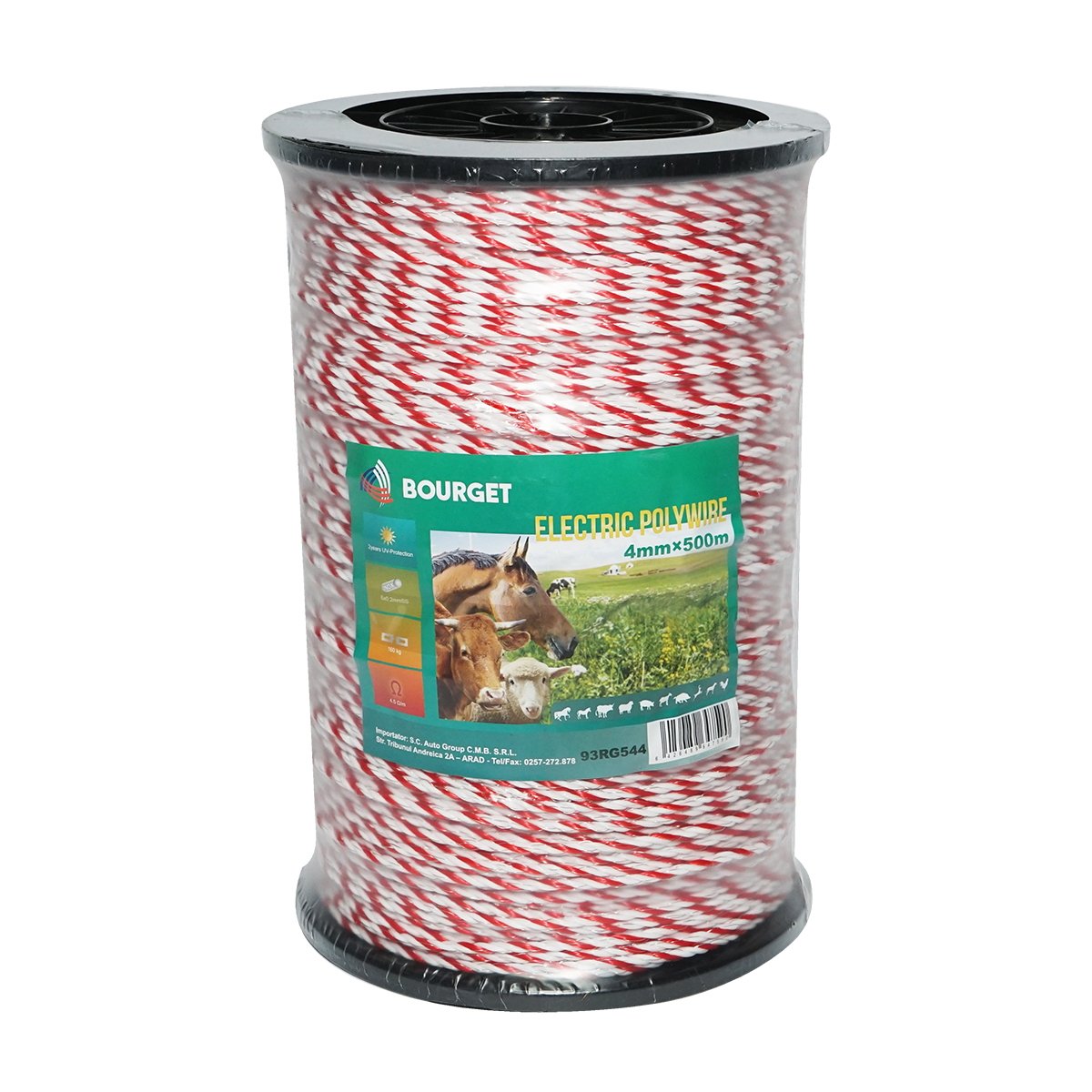 Rola fir alb-rosu fi 4mm 6x0.2mm SS, 500m gard electric, rezistenta 4.5 Ohm Bourget